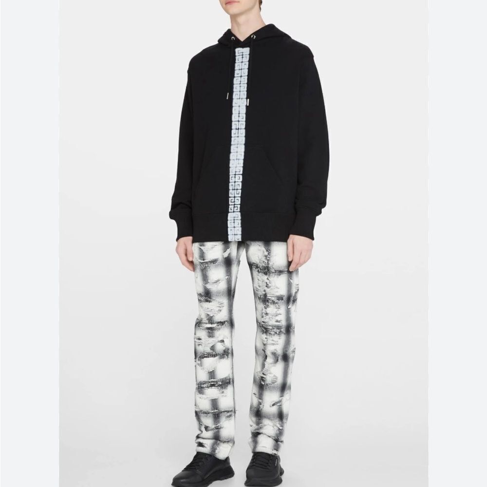 Givenchy Men’s Straight Leg Black White Stripe Painted Distressed NWT $ 2120.00